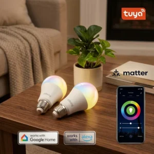 E26 A19 RGBCW 9W 800 LM ETL Matter App Control Dimmable LED Smart Bulbs For Home