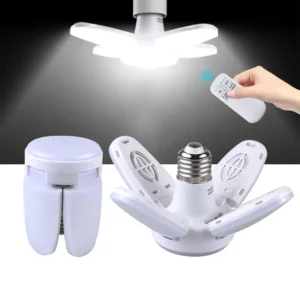 E27 LED 4+1 Mini Fan Blade Bulb AC85 265V 28W Foldable Led Light Bulb Home Ceiling Light With Remote Controller Timing Lamp