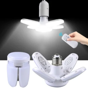 E27 LED Bulb Fan Blade Timing Lamp AC85-265V 28W Foldable Led Light Bulb Lamp for Home Ceiling Light With Remote Controller