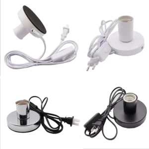 E27 Lamp Holder with Switch Plug 1.8M Lamp Cord & Light Socket Stand Home Hotel Desk Non slip Mat UV Edison Bulb Screw Style
