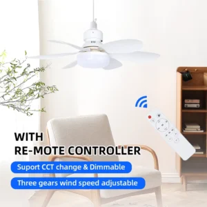 E27 Light Bulb Moving Head Remote Control Bedroom Ceiling Fan E27 Led Fan Lamp Socket Fan Light