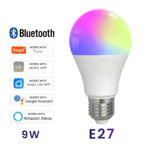 E27 Smart LED Bulb 9W Wi Fi LED Ceiling Light RGB Tuya APP Voice Control Compatible Customizable Smart Home Rotatable Design