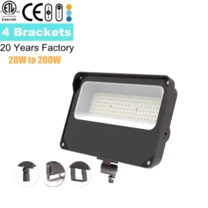 Factory 4 Adjustable Bracket 30W 50W 60W 100W Sensor Led Knuckle Led Flood Light With Tempered Glass 140lm/w 180lm/w
