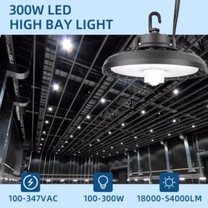 Factory Warehouse UFO High Bay Light Die-cast Aluminum Supermarket ETL DLC Listed CCT Power Adjust IP65 Waterproof