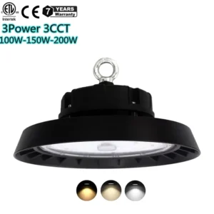 Flicker Free 3power 3CCT Adjustable ETL CE EMC RoHS Led High Bay Light 36000lm Industrial Warehouse Light 100w 150w 200w 240w CB