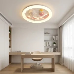 Flower Fairy LED Ceiling Light with Integrated Mute Fan and Adjustable Color Temperatures for Modern Kids Room Decor