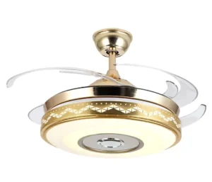 Hidden Blade Remote Control DC Motor Led Ceiling Fan Light