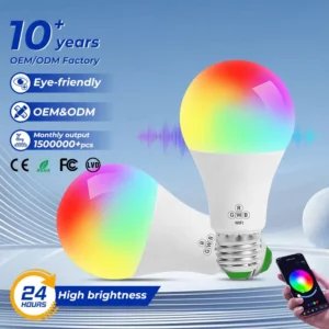 High Brightness Remote Control Wifi Control Music Changing RGB Dimmable Smart LED Light Bulb