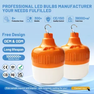 High Power Rechargeable LED Emergency Bulb Battery Backup Solar USB Charging Camping Tent Light Outdoor Night Market OEM ODM