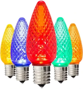 Holiday Lighting Christmas Lights C9 Faceted 2 SMD LEDs in Each Light Bulb Set of 25 Decor for Indoor Outdoor