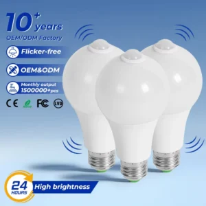 Human Body Sensor Balcony Stairs 5W 7W 9W 12W PBT Aluminum Motion Sensor LED Light Bulbs