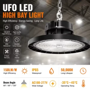 IP65 100W 150W 200W High Bay Industrial Highbay LED UFO High Bay Light for Warehouse Factory