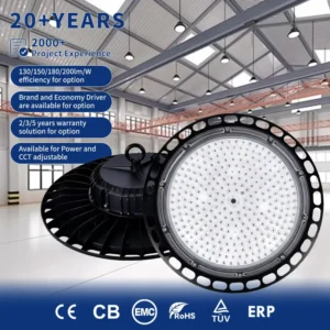 IP65 Waterproof Aluminum UFO High Bay Ceiling Light 100W 150W 200W 300W Industrial Warehouse Workshop