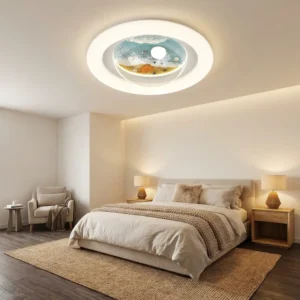 Indoor Ceiling Lamp LED 3 Color Changeable for Master Bedroom Study Room Warm Lighting Fixture