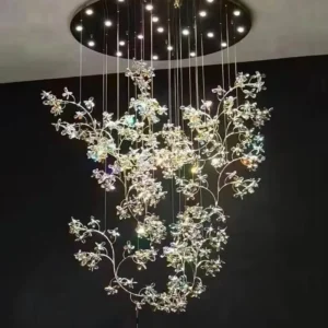Indoor Ceiling Lights Chandelier Decoration Custom Project LED Lighting Customizable Material Color Dimmable Hotel Villa Use