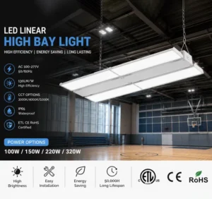 Industrial Foldable Linear High Bay Light 100W 320W 130LM W Adjustable Beam LED High Bay Fixture Supermarket Workshop ETL Listed