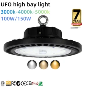 Industrial High Bay Lights IP65 High Bay 150W 3000K 4000K 5000K Adjustable UFO High Bay Light for Gymnasium Retail Space