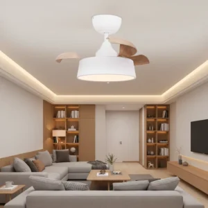 Iron Body 3 PC Blades 22 Inch 6 Speeds Indoor Bedroom Silent LED Invisible Ceiling Fan with Light