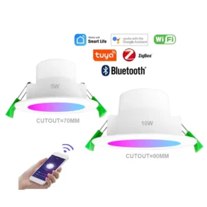 LED Down Light Google Assistant Alexa SMD Dimmable TUYA ZigBee APP Recessed RGB+CCT WiFi Switchable IP44 Smart Down Light 10W