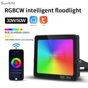 LED Flood Lights Outdoor 30W RGBW Smart Floodlights SMD IP66 AC Color Changing Garden Landscape Lighting Touch Control High