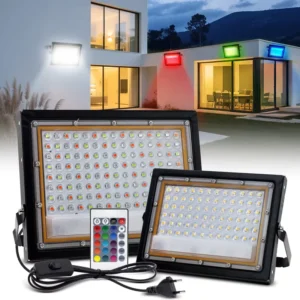 LED Floodlight AC 220V DC 12V IP65 Waterproof Outdoor Spotlight for Garden 50W/100W 120 Beam Angle Remote Control