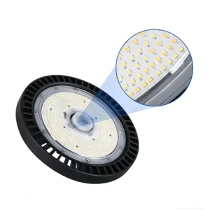 LED High Bay Light with 3 CCT Dimmable Radar Motion Sensor 100-200W IP65 Waterproof for Warehouse & Garage