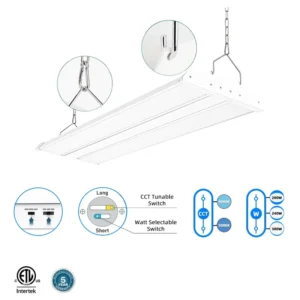 LED Linear High Bay Industrial Light 3-Power Adjustable Durable Energy-Efficient for Warehouses