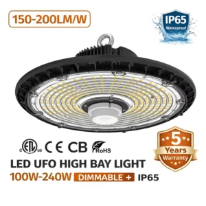 LED UFO High Bay Light 0 10V Dimmable Adjustable Power&CCT 150 200LM W IP65