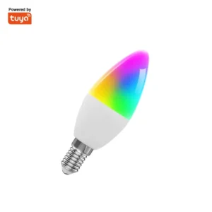 LEDEAST C37 Tuya WiFi Smart Candle Light Alexa Voice Control Table Lamp E14 Color Changing Smart RGBCW Bulb
