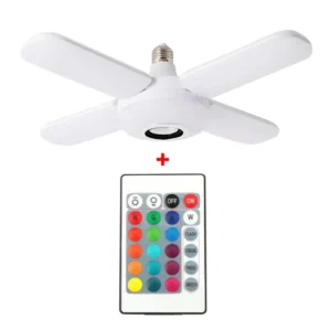 Led Folding Light RGB Led Fan Blade Lights Smart Bulb 40W E26 E27 Remote Contral Blue Tooth Wireless Music Light