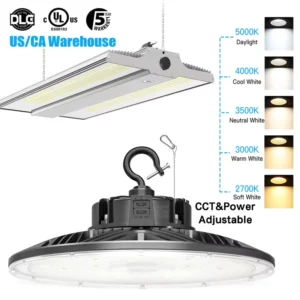 Linear Highbay Fixture UL DLC 150W 240W 300W 400W CCT Power Tunable IP65 Industrial Commercial Warehouse Shop LED High Bay Light