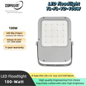 Long-life LED 100W Outdoor Floodlight for Engineering Lighting 140-170lm/W 5-year Warranty