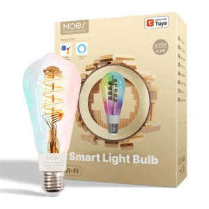 MOES Tuya Wifi Matter Zigbee Smart ST64 Edison LED Light Bulbs 16 Million RGB Color Changing 2700K-6500K Dimmable