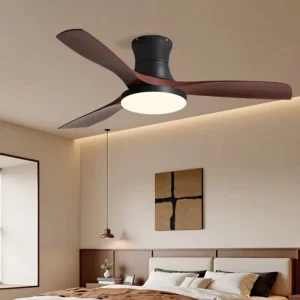 Modern 3 Blade Black Iron Ceiling Fan Light LED 6-Speed Remote Control for Home Office