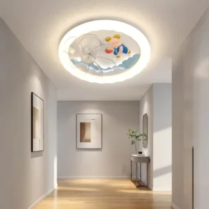 Modern Blue Cloud Ceiling Fan Light Featuring Cartoon Sports Bear Providing Refreshing Airflow Bright Eye Protecting Light