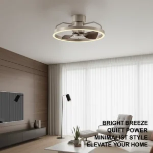 Modern European 5 Blades (36″+ >48″) LED Ceiling Light Remote Control 220V Metal 6-Speed Dimmable DC Motor 10-Year