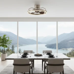 Modern European 5 Blades (>48″) LED Ceiling Light Remote Control 220V Metal 6 Speed Dimmable DC Motor