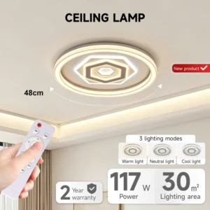Modern Indoor Bedroom Decoration 117W Remote Control Adjustable Eye Protection Intelligent Led Ceiling Light