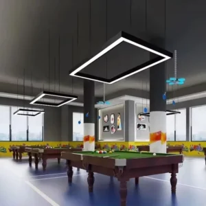 Modern Linear Light Rectangle Square Shape Iron Ceiling Pendant Lamp LED Chandeliers Gym Hanging Lights Dimmable