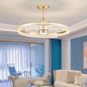Modern Luxury Crystal Ceiling LED Lighting 3-Color Variable Luminescent for Living and Dining Room Indoor Ceiling Fan Lights
