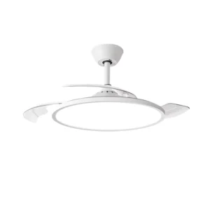 Modern Sleek Metal LED Ceiling Fan with 42 Inch Blades Thin Lampshade Remote Control for Efficient Home Lighting