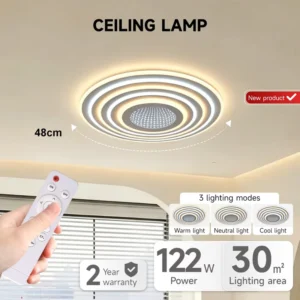 Modern Smart Ceiling Lamp 122W Indoor Living Room Remote Control Dimmable LED Ceiling Light