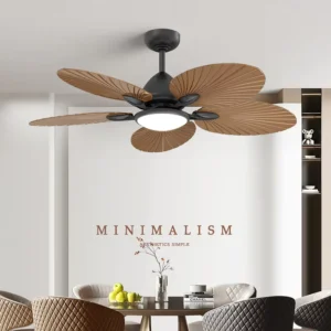 New 52 Inch Smart Luxury 220v Living Room Low Profile Ceiling Fan Lamp with Lights 220v and Remote Control