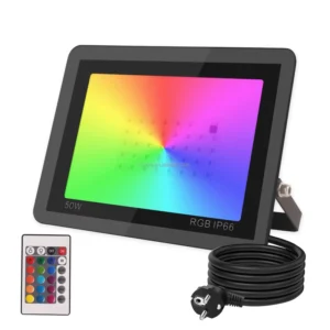 Outdoor 50W 100W RGB LED Floodlight Multicolor Remote Control IP66 Waterproof Memory Function Brightness Adjustable Spotlight