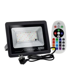 Outdoor IP65 Waterproof LED Floodlight RGB Color-Changing Remote Control Landscape Lighting 120 Beam Angle 50000 Hours