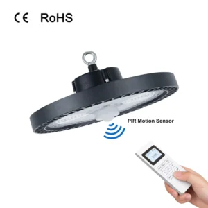 PIR Motion Sensor Smart LED High Bay Light 300W 150LM/W IP65 Die Casting Aluminum for Tunnel Shop Industrial Use