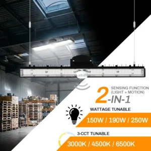 Patent CEE Certificated 250W Industrial Linear Workshop Light Motion Sensor and Light Sensor Integrated LED High Bay Light