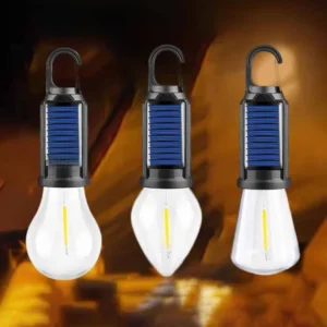 Portable Emergency Solar Bulb Lights With Hook Data Cable Type C Charging COB Camping Lanterns LED Tungsten Tent Lights