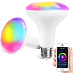 RGB Color Changing E27 E26 B22 8W LED Bulbs RGB+CCT Smart Wifi BR30 LED Light Bulbs Working with Alexa and Google Home