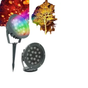 RGB Colorful 18W3W Aluminum LED Ground Inserted Tree Lights High Power IP65 Waterproof Remote Control Outdoor Garden Landscape